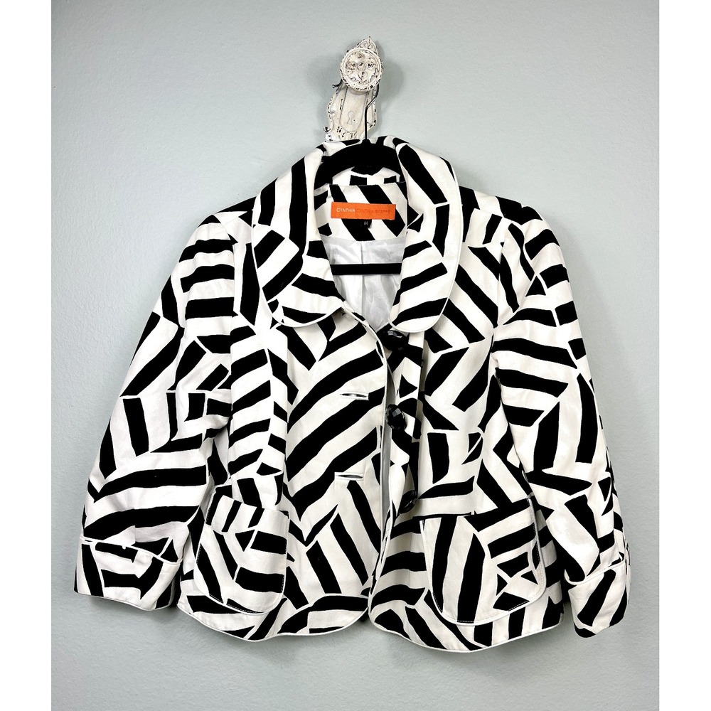 Cynthia Steffe Women's Geometric Print 3/4 Sleeve Jacket Blazer Size Medium‎ M